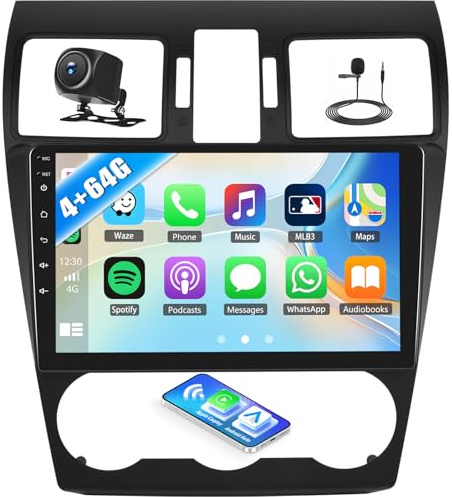 4+64G Android 13 Car Stereo for Subaru Forester WRX Impreza 2013-2015 with Wireless Carplay Android Auto,9 inch 1280 * 720P IPS Touchscreen Bluetooth Car Radio Support GPS WiFi AHD Rear Camera EQ DSP