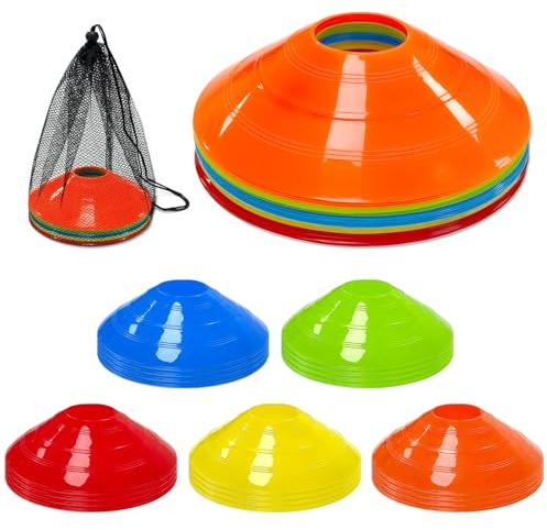 CAIXIANGYU Coni da Allenamento per Calcio con Borsa a Rete - Cinesini per Marcatura Campo e Allenamento di Calcio, Basket e Atletica(20 PCS)