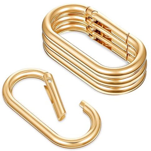 5cm Oval Spring Karabinerhaken, 4 Stück Metall Schlüsselring O-Ring Gold Karabiner, Ringkarabiner Schlüsselanhänger Spring Buckle Clip Schlüssel Ring für Geldbörse, Hundeleine, Schlüsselring Tasche