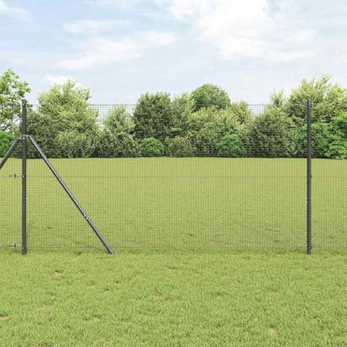 Brise-vue - Clôture de jardin à planter - Avec poteaux - Gris - 1,2 x 25 m - En acier