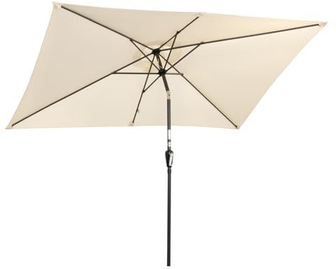 Angel Living 2x3M Sombrilla de Acero y Poliéster, Parasol Inclinado con Manivela, Sombrilla con Mástil Acero 38mm, para Balcón Terraza Patio Jardin