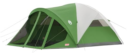 Coleman Evanston Screened Camping Tent, 6/8 Person Weatherproof Tent with Roomy Interior Includes Rainfly, Carry Bag, Easy Setup and Screened-in Porch