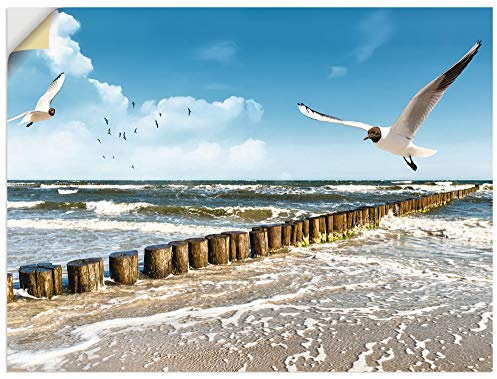 ARTland Wanddeko Wandtattoo selbstklebende Vinylfolie Strand Meer Maritim Landschaft See Ostsee Möwe Himmel Sommer T5QR