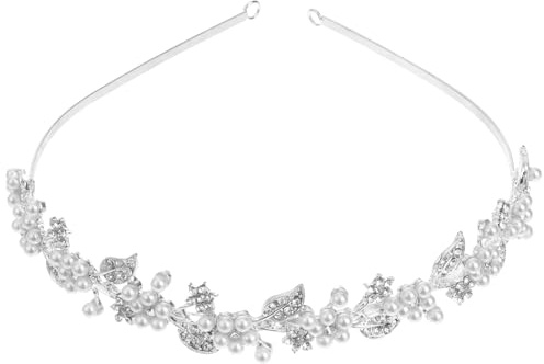 Brautschmuck Hochzeit Diadem Strass Perle Haarband Stirnband 1st (Silber)