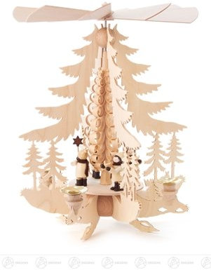 Rudolphs Schatzkiste Pyramid with Kurrende, for candles d=14mm broad x height of x depth 26.5 cmx33 cmx26,5 cm Erzgebirge table pyramid Christmas pyramid