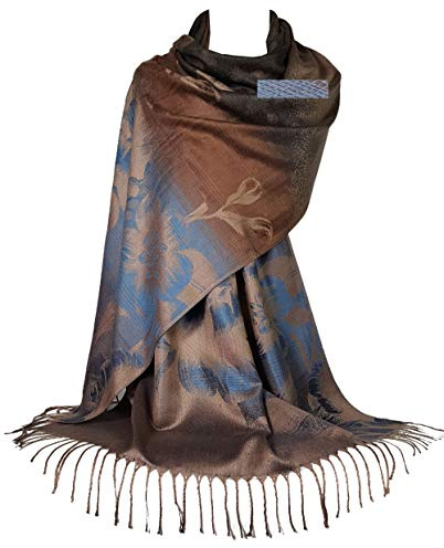 GFM mosaik blommor design pashmina-stil halsduk (FRL1), .S1-2026-5-brun blå, L