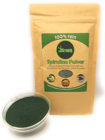 Jarneo Spirulina Pulver 100% rein - 125g - Fischfutter, Garnelenfutter, Schneckenfutter