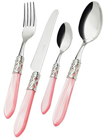BUGATTI Maison, Set 24 pcs Couverts Aladdin Rose avec virole chromée ALCRM-C4250