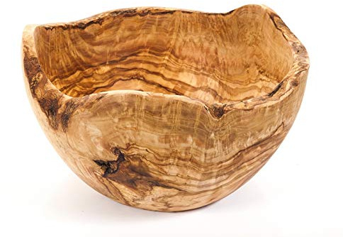 Verano Olive Wood Rustic Large Fruit Salad Serving Snack Bowl - 30-32cm