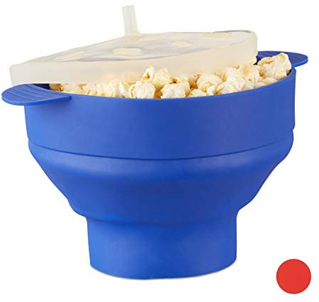 1 x Popcorn Maker Silikon für Mikrowelle, zusammenfaltbarer Popcorn Popper, Zubereitung ohne Öl, BPA-frei, blau