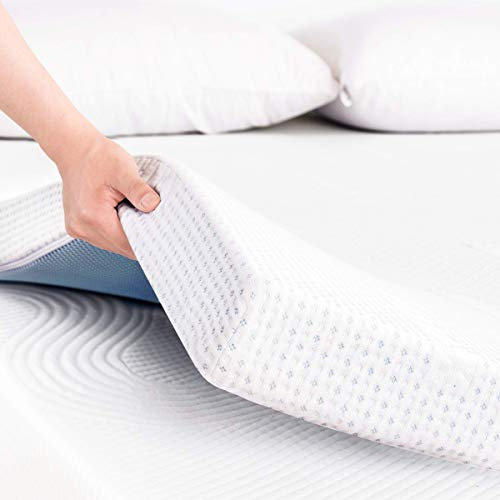 TOYABR 7.5cm Mattress Topper Gel-Infused Memory Foam Bed Pad with Ventilated Design Relieving Pressure and Pain for Good Sleep, with Removable Washable Cover (135x190cm)