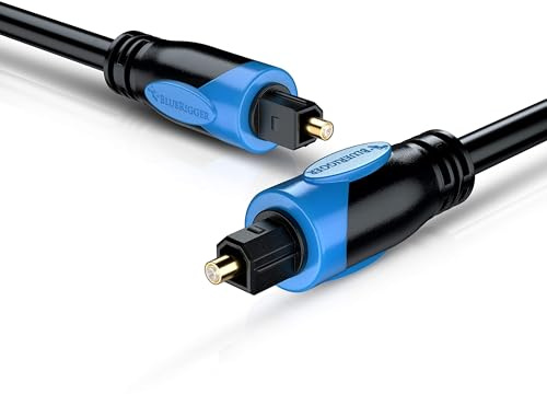 BlueRigger Digital Optical Audio Toslink Cable (30M, Fiber Optic Cord, in-Wall CL3 Rated, 24K Gold-Plated) - Compatible with Home Theatre, Sound Bar, TV, Xbox, PlayStation PS5/PS4