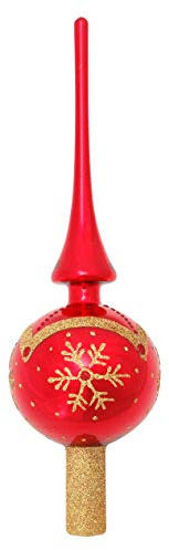 Krebs Glas Lauscha - Weihnachtsdekoration/Christbaumschmuck aus Glas - Christbaumspitze - Farbe: Rot glänzend - Größe: ca. 28 cm