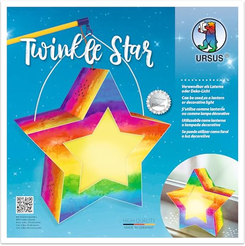 Ursus 18770006 - Twinkle Star Aquarell, Bastel-Set für einen Stern, der als Laterne oder Deko-Licht genutzt werden kann, ideal für Sankt Martin, Lampion-Umzug oder als herbstliche Dekoration