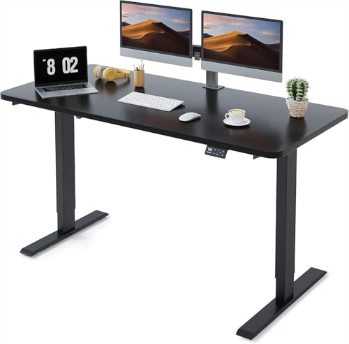MAIDeSITe Höhenverstellbarer Schreibtisch 140 x 70 cm - Elektrisch Mit 4 LED Memory-Steuerung - Sitz & Stehpult Mit Tischplatte (S1 Pro)