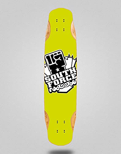 South force Skateboard Longboard Deck Mix Bamboo 38 x 8,45 Logo Gelb
