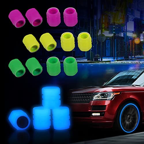 Bogoro 16 Stück Ventilkappen Auto Leuchtend, Leuchtende Ventilkappen Auto, Universelle Fluoreszierende Reifenventilkappen, Fluoreszierende Autoreifen Ventilkappen, für Autos, Lkws, MotorräDer