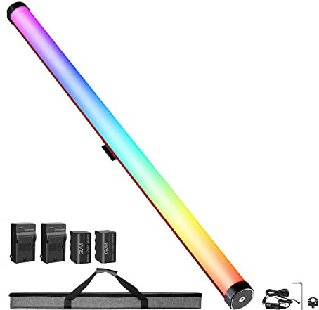 GVM LED Lichtstab für die Foto und Videografie, BD45R LED Fotografie Lichtstab, RGB Videobeleuchtung mit DMX/APP, 2700K-10000K Lichtstab für Fotoaufnahme mit 12 Szeneneffekten für Studio 120cm 45W