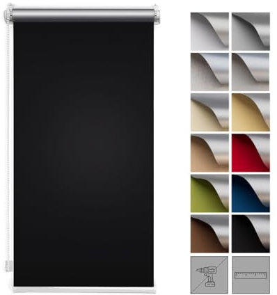 Zero Home - Premium Verdunklungsrollo Ohne Bohren I Klemmrollos für Fenster und Türen Thermorollo I Klemmfix Rollo I Sichtschutz und Sonnenchutz I Blackout I 40x150cm - Schwarz