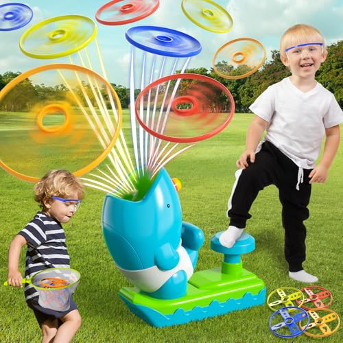 KukuFun Outdoor Toys for Kids Boys Ages 3-5 4-8, Flying Disc Launcher Outside Toys Gifts for 3 4 5 6 7 8 Year Old Kids, Ideas Outside Outdoor Game for Toddlers Boys Ages 3-5 6-8 5-7