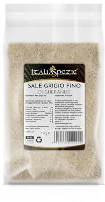 ITALIA SPEZIE - Sale grigio di Guerande fino - 1 Kg, Sale Celtico o Bretone, sale naturale 100% non raffinato