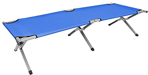 HUOLE XL Feldbett mit Transporttasche, belastbar bis 150 kg, bequemes 600D Oxford-Gewebe –Campingbett Liege-Feldbett, klappbar, Campingbett, Gästebett,Reisen, Outdoor (190 * 62 * 42 cm – blau)