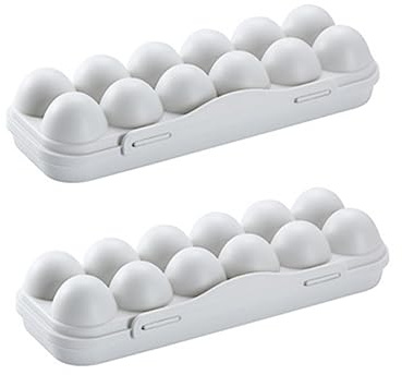 Hemobllo 2pcs Egg Tray Shatterproof Egg Holder for Refrigerator Practical Storage Container Grey Square Design for Fridge Organisation Fits and Duck