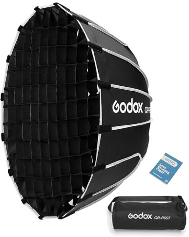 GODOX QR-P60T 60cm Profondeur Parabolique Quick Release Softbox avec Une Profondeur de Grille de 30cm pour Godox MS200-V MS300-V SK400II-V DP400III-V DP600III-V SL60W SL60IID SL60IIBi SL100D AD600BM