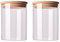 QUUPYSTORE 2 barattoli in vetro trasparente da 250 ml, con coperchio in bambù, contenitori ermetici in vetro per la cucina, contenitori per alimenti per l'organizzazione della dispensa, serbatoi