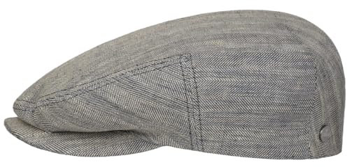 LIERYS Classic Driver Herringbone Flatcap Schiebermütze Herren Made in the EU Frühjahr Sommer blau M (56-57 cm)