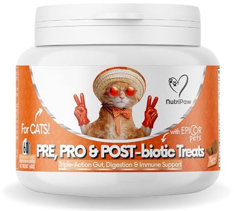 NutriPaw Digestive Treats For Cats - Gut Health, Hairballs, Sensitive Tums, Anal Glands, Scooting, Loose Stools, Smelly, Itchy Ears - Great for all Cats - Lasts up to 2 Months