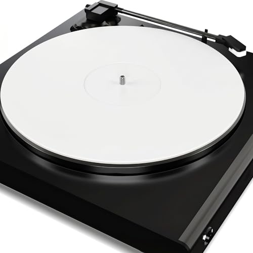 12-Zoll-Plattenspieler-Plattenmatte, Acryl-Plattenteller-Slipmat für Alle LP-Plattenspieler (helles Weiss)