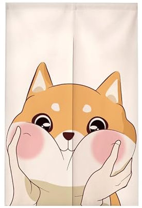 Türvorhang Pink Orange Dog Küchenvorhänge Polyester Raumteiler Vorhang Kurz Scheibengardinen mit Teleskopstange Vorhänge Kurz Türvorhang Insektenschutz Fliegenvorhang Terrassentür 80x140cm