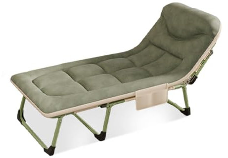 Campingbett Klappbar Extra Breit 70cm, Feldbett Klappbar mit Matratze Komfort, Starke Dickere Röhren, 6-Ebene Verstellbare Rückenlehne, Belastbarkeit 150 Kg