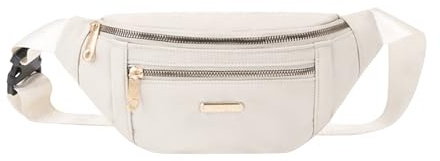 WisePoint Sac Banane Femme, Oxford Cloth Sacoche Banane avec Bretelles Réglables, Élégant Sacoche Banane Femme, Sacoche Homme Banane pour Le Sport, Le Shopping, la Randonnée (Blanc)