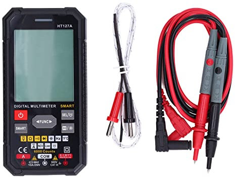 Multimetro digitale Yuecoom, voltmetro a portata automatica Smart Mini LCD a colori 3 Display dei risultati Tester di tensione voltmetro tascabile HT127A