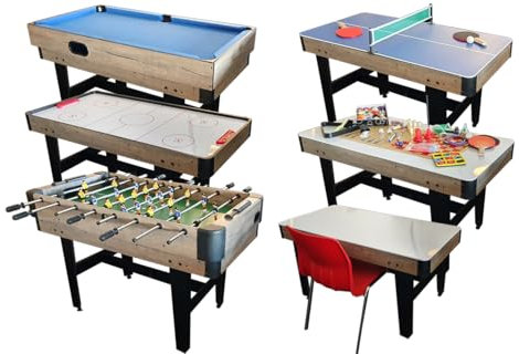 TopTable Multi Fun Holz 16 in 1 Spieltisch, mit 220v Ventilator! Kicker, Billard/Pool, Tischtennistisch, Airhockey und mehr
