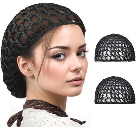 2 Pcs Hair Nets for Sleeping in Mesh Crochet Hair Net Mesh Wig Caps for Women's Keep Curls Hair Sleeping (Black)
