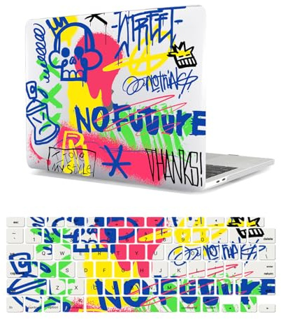 HLAAJJX Hülle für Neues MacBook Pro 15 Zoll Touch Bar & Touch ID Case A1990 A1707 2019-2016, Plastik Laptop Schutzhülle Cover & EU QWERTY Tastaturschutz,Gekritzel