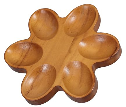 BIUDECO Huevera De Madera Para 6 Huevos Frescos, Bandeja De Almacenamiento Natural, Soporte Resistente Para Refrigerador y Encimera, Recipiente Versátil Para Huevos Rellenos y Exhibición