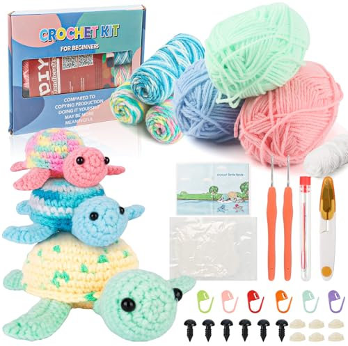 Gxhong HäKeln Starter AnfäNger, SchildkröTe Stricken Set, SchildkröTe HäKelset, Mit Handbuch Und Video (Englische Version), FüR Kinder Erwachsene Geburtstage Geschenk