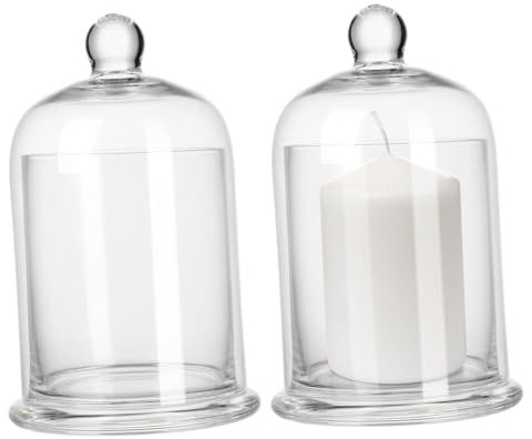 GALPADA 2sets Glass Bell Jar Candlestick Holders Holders Unique Wedding Decor Home Decorative