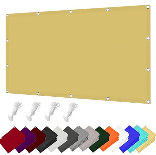 Toldo Rectangular Impermeable Toldos Exterior 180 x 365 cm Resistente Al Agua, Viento y Desgarro Toldo Vela de Sombra Sombreado Rectangular Exterior, para Jardín, Balcón, Amarillo Arena