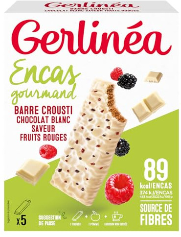 GERLINÉA – Knusprige Riegel mit roten Früchten – Knusprige Waffeln – Leckere Snacks, glutenfrei, reich an Ballaststoffen – Packung mit 5 Riegeln, 90 g