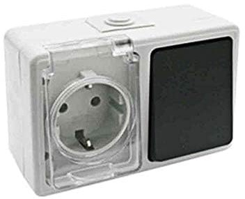 Wasserdichter Schuko-Stecker mit Schalter, wasserdicht und perfekt für den Außen- und Industriebereich, ideal für Umgebungen, die eine Wasserdichtigkeit erfordern.