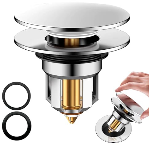 1 stycken Helt koppar Pop-Up Sink Plug, universal popup proppar tvättställ, Tvättställsproppar, Pop Up pluggar för tvättställ, Dräneringsplugg, handfatsproppar, för avloppssats, diskbänk,kök(34–40 mm)