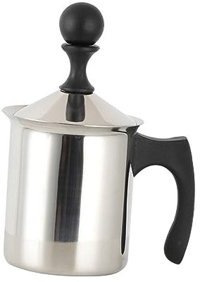 VICASKY Montalatte Manuale in Acciaio 304 Pompa Ergonomica Per Latte Art Schiumatrice 400cc Per Cappuccino e Latte Frode Dimensioni Compatte e Portatile Per Uso