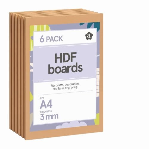 Ayurvana MDF-Platten für Lasergravur, A4, 6 Stück, 3 mm dick, MDF-Holz für Laserschneiden, DIY-Projekte, Handwerk und Dekoration