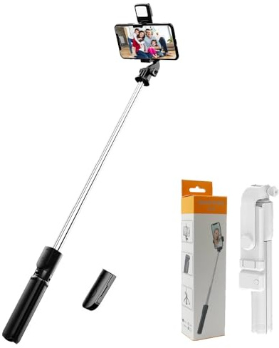 Foldable Selfie Stick Tripod for iPhone, Extendable Mobile Phone Stand with Wireless Remote, Compatible with All Phones, Ideal Camera Tripod for Travel Photography