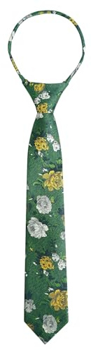 Alizeal Cravatta pre-annodata per ragazzi, 7 cm, lunghezza 33 cm, elastica, regolabile, per laurea, scuola, matrimonio, 069E-Verde+Giallo, Taglia Unica